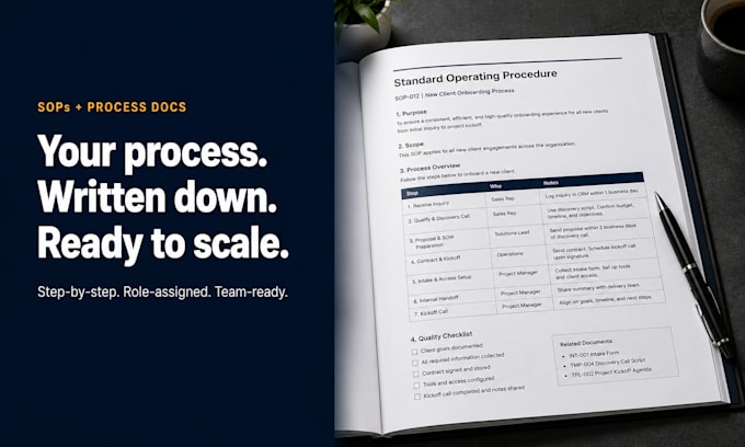 write clear sops, process documentation and operations manuals