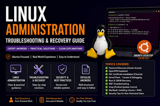 prepare a linux administration and troubleshooting guide focused