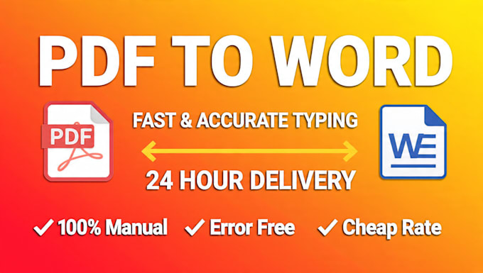 type PDF to word with 99 percent accuracy and 24h delivery