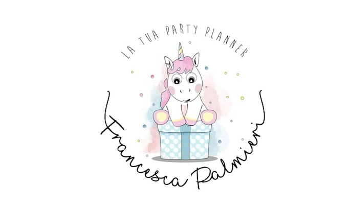 design party planner white unicorn logo