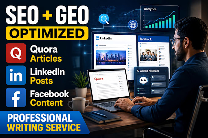 write SEO optimized articles for quora,linkedin and facebook