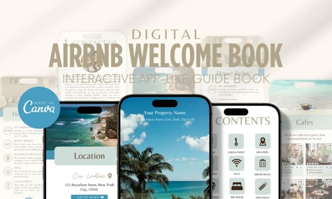 design a professional airbnb welcome book in canva
