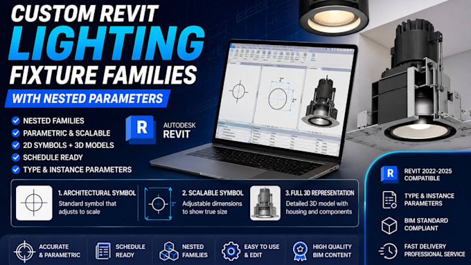 create revit lighting fixture families with nested parameters