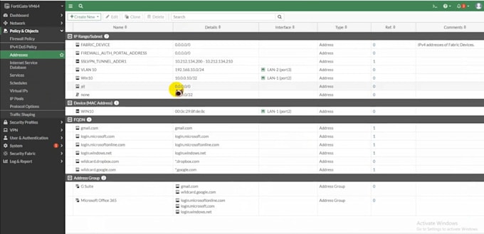 configure fortigate firewall, VPN, and network security