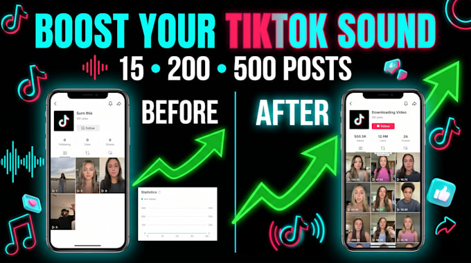 create 500 posts on tiktok using your sound or music, create tiktok dance video
