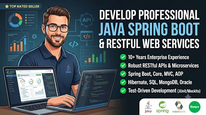develop professional java spring boot and restful web services