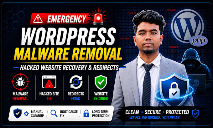 fix hacked wordpress site, remove malware and provide security