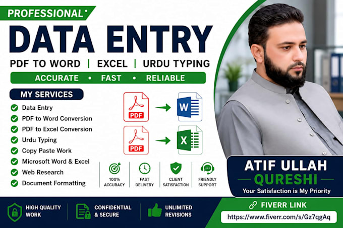 do data entry, urdu typing, PDF to word and excel work