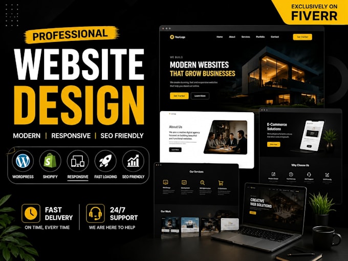 design a modern responsive wordpress or shopify website