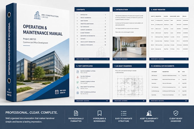 create professional o and m manuals, handover packs and project documentation