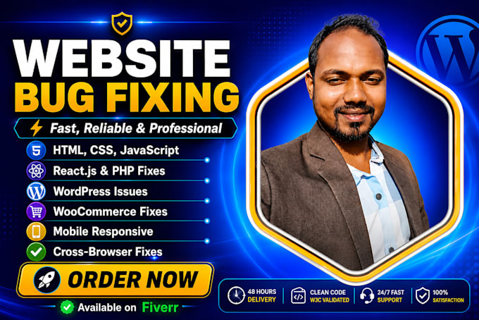 edit or fix any HTML CSS javascript react PHP wordpress code in 48