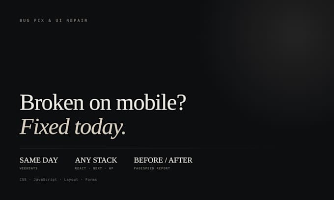 fix bugs and mobile layout issues on your website today