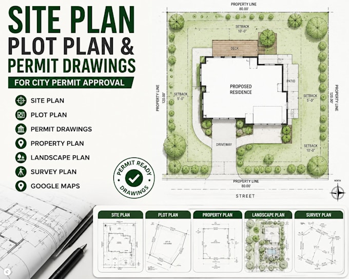 draw site plan, plot plan and permit drawings for city permit