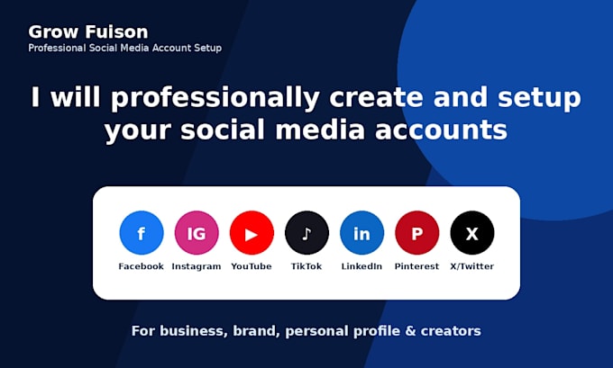 create and setup your social media accounts professionally
