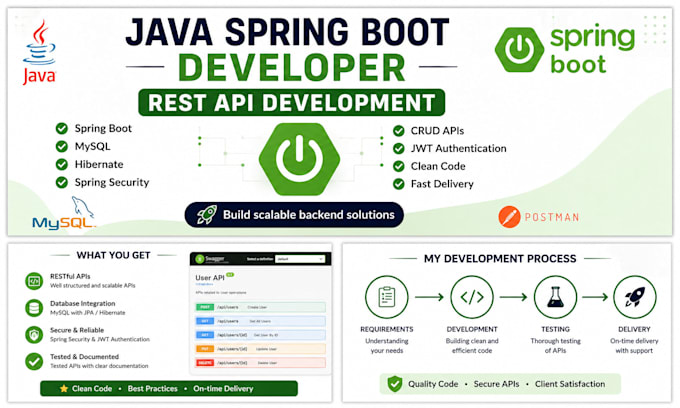 develop java spring boot rest apis