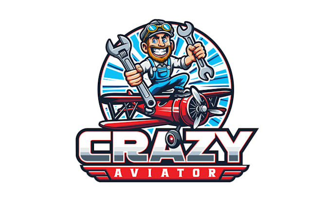 design fun cartoonist aviation mechanic logo