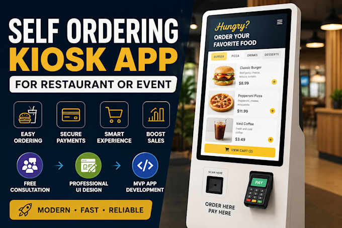 develop a self ordering kiosk app with pos app for your restaurant or event