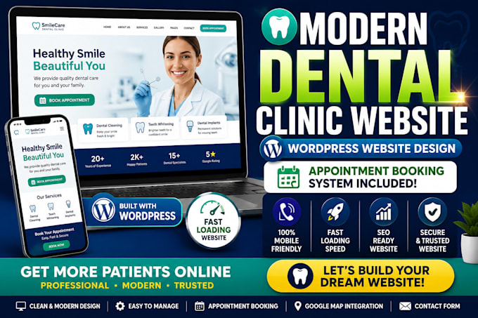 design a dental clinic website, dentist website in wordpress