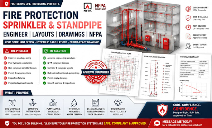 design fire protection  sprinkler  engineer standpipe layouts  drawings nfpa