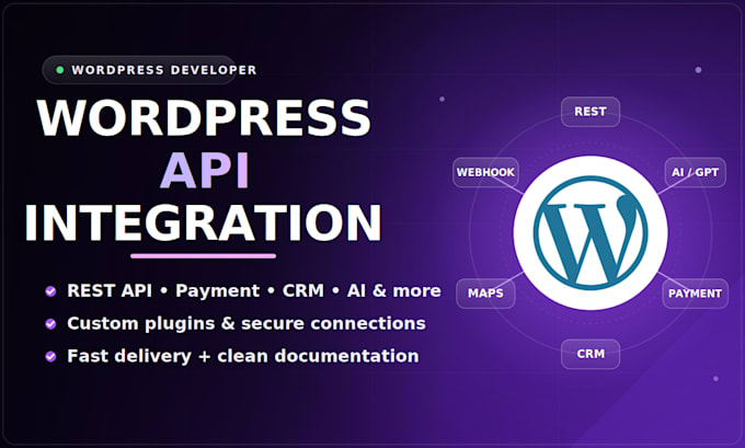 do rest api integration in wordpress woocommerce website and payment integration