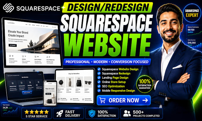 develop squarespace website, design, redesign or develop squarespace website