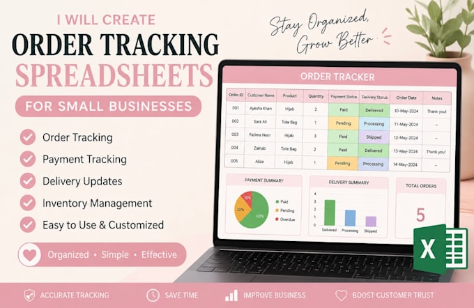 create order tracking spreadsheets in excel