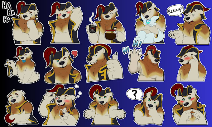 draw a expressive furry sticker for telegram and more