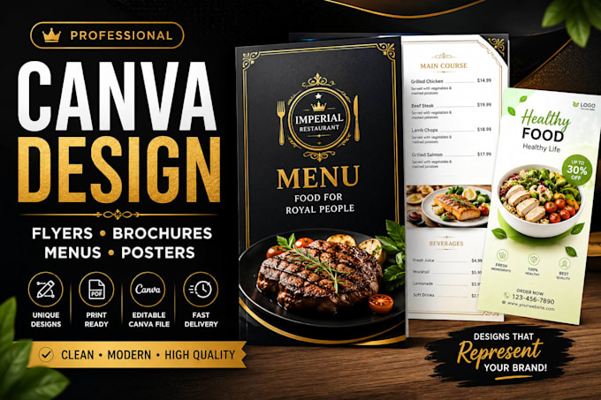 design professional canva flyers, brochures and posters