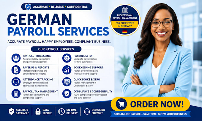 provide german payroll services, processing, payslips and bookkeeping support