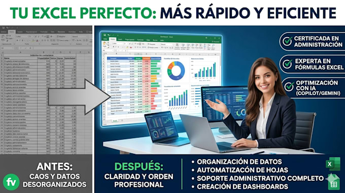 organizacion de datos en excel y asistente administrativa
