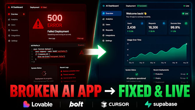 fix and complete your vibe coded app lovable, cursor, claude