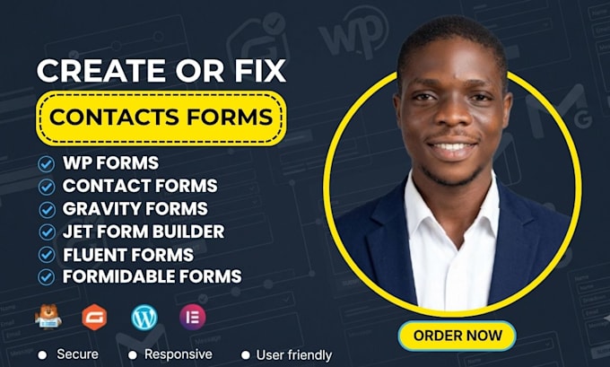 create or fix wordpress forms using contact form 7, wp form and gravity forms