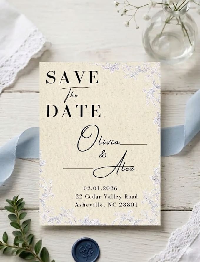 create aesthetic and modern save the date card design