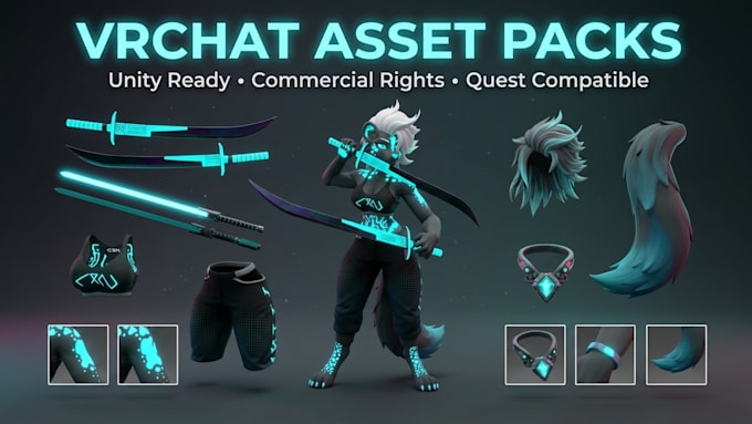 create vrchat avatar assets 3d game asset pack for unity vrc and metaverse