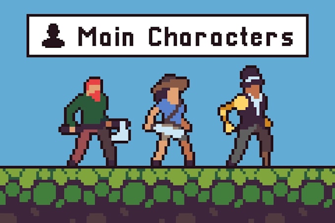 create 2d pixel game art icons, sprites, tilesets, gui, characters, backgrounds