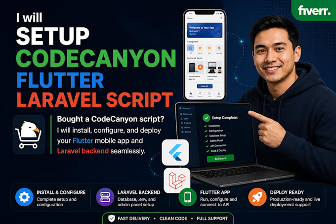 setup codecanyon flutter laravel script