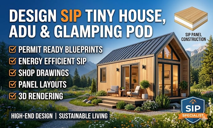 design sip tiny house plans, adus, and glamping pods