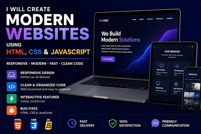 create a responsive website using HTML CSS and javascript