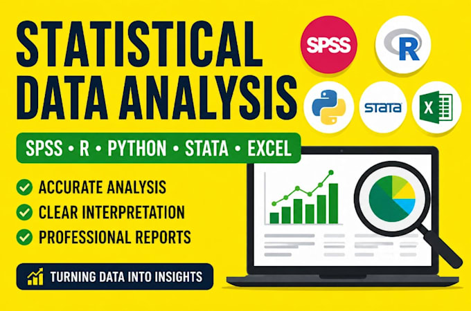 do statistical data analysis using spss, r, python, stata and excel