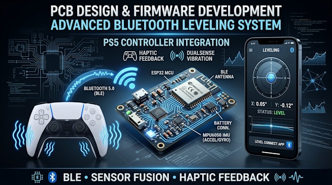 design pcb and develop ps5 controller based bluetooth leveling system