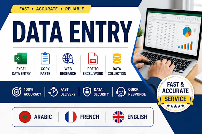 do fast and accurate data entry in arabic french and english