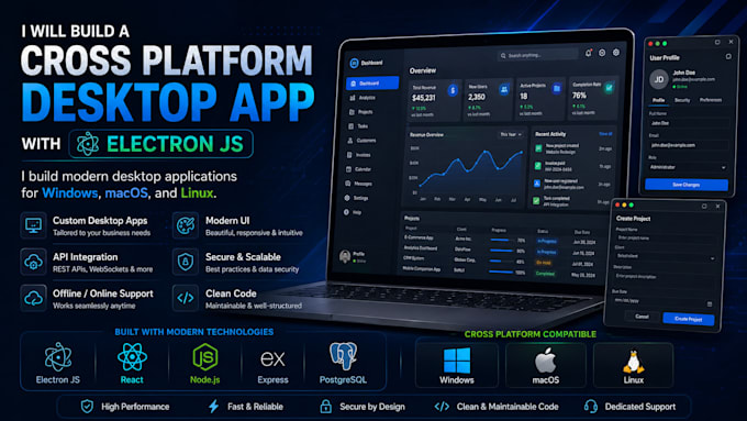 build a desktop app for windows and mac with electron js