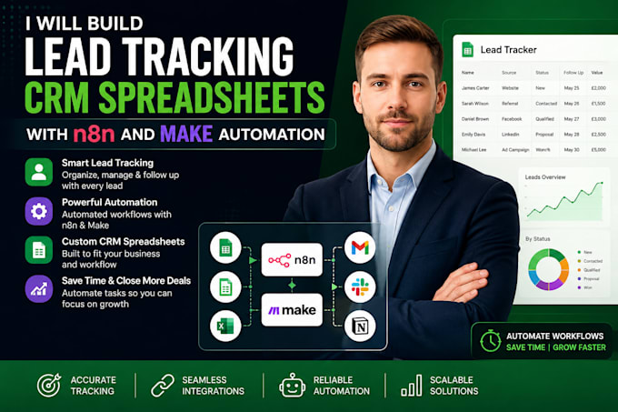 build automated lead tracking CRM workflow with n8n and make