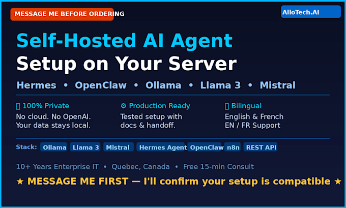 set up a private ai agent on your server hermes openclaw or local llm