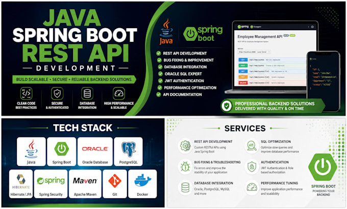 develop java spring boot rest API with database integration