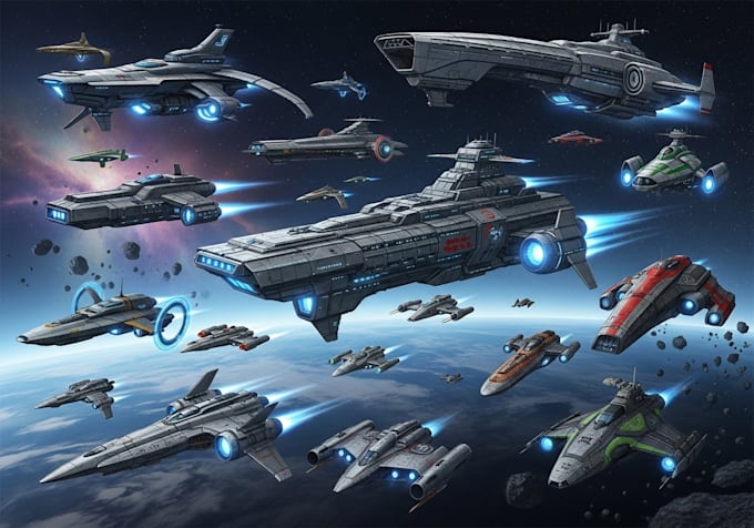 create high quality concept art for spacecraft vehicles and spaceships