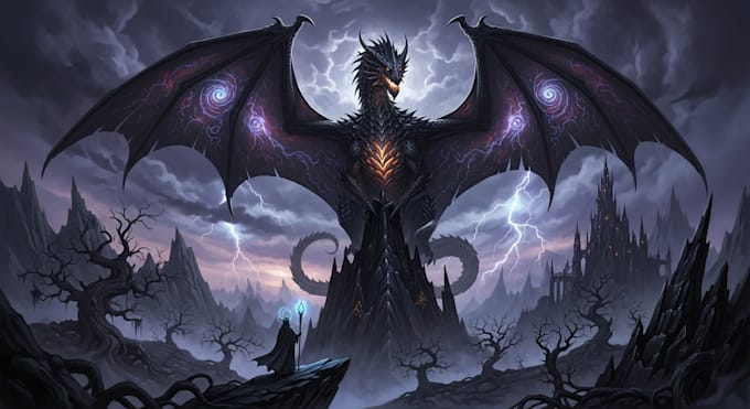 dark fantasy art with unique, intricate details