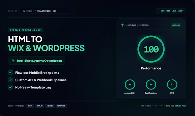 convert HTML to a high performing wix or wordpress site