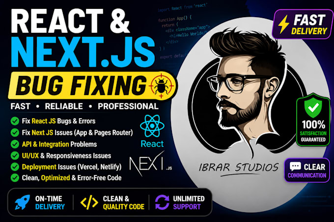 fix react js and next js bugs, errors, and deployment issues