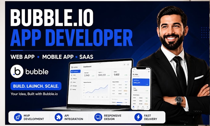 build bubble mobile app, web app as bubble developer for ios, android or website